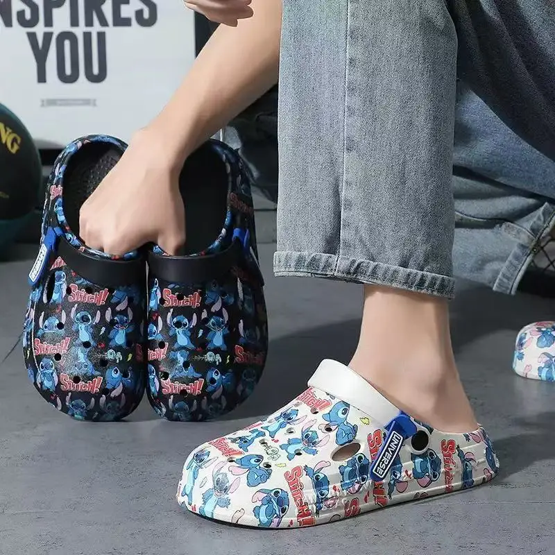 

Летние детские сандалии для мальчиков и мужчин с мультяшным принтом, садовые туфли, взрослые тапочки, нескользящие пляжные сандалии, размеры EUR 36-45