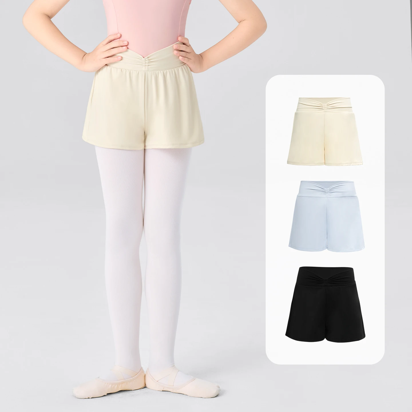 

Child Girls Ballet Shorts High Waist Dance Shorts Teen Drawstring Dance Culottes with Safety Pants Three-point Yoga Shorts