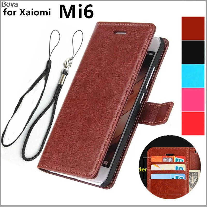 

retro leather Flip Case for Xiaomi Mi6 M6 Mi 6 Protective Cover Money slots Magnetic Buckle Holster Card Holder Cover Case