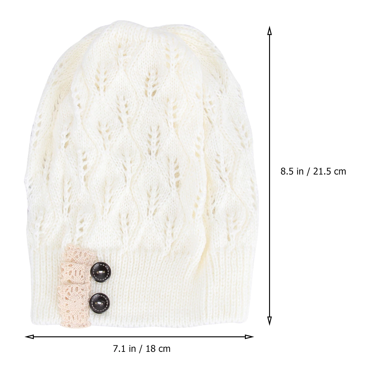 

Thermal Hats Women Modern Knitting Leaves Hollow Out Yarn Lace Button Cap Warm Winter Fashion Lightweight Durable
