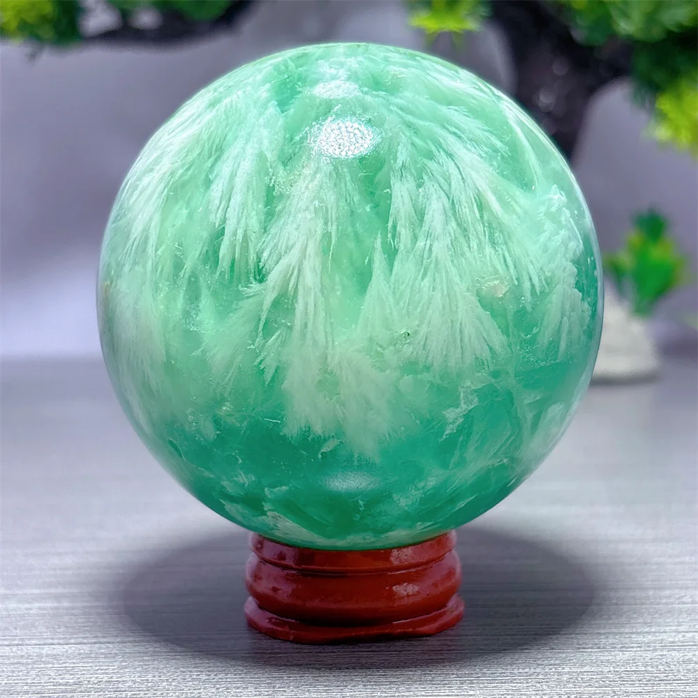 Rainbow Feather Fluorite Sphere Natural Crystal Home Garden Decoration Room decor Luck Quartz Stone Healing Energy Love Gifts