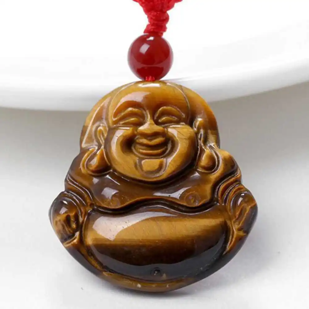 

Natural Tiger's eye Carved Maitreya Lucky Pendant Meditation Souvenir Day Inspiration Healing Lucky Cuff