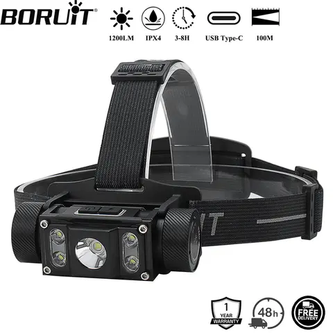Rechargeable 6000LM Headlamp Waterproof BORUIT