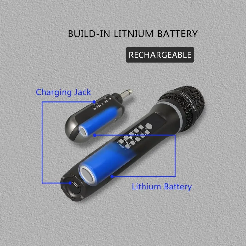 

Hot Sale UHF Professional Dual Wireless Microphone BT Reverb Sound Universal Live Streaming For Home Stage KTV