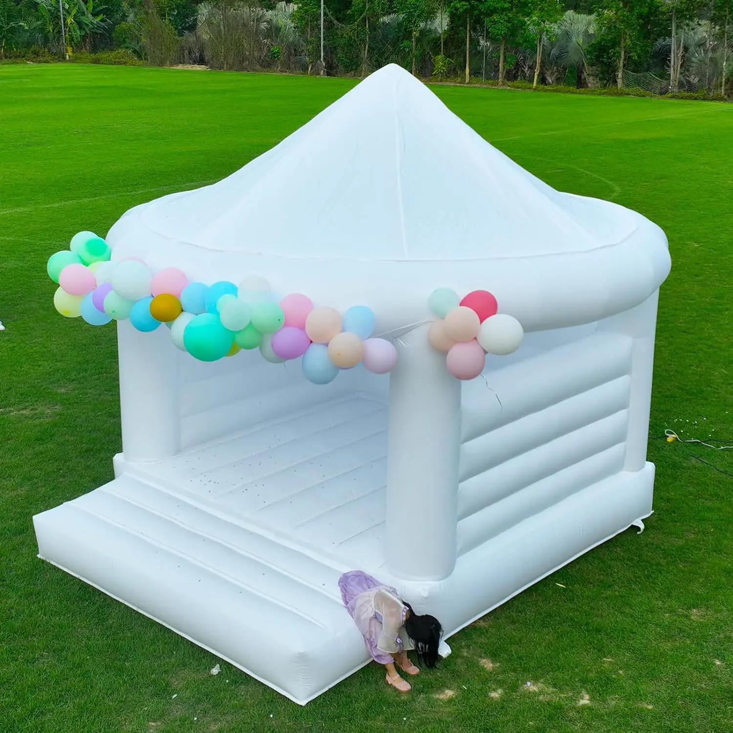 

13ft PVC Inflatable Bounce House White Bouncy Castle Jumping Bouncer Adult Kids Bounce Castle for Wedding Party With Blower