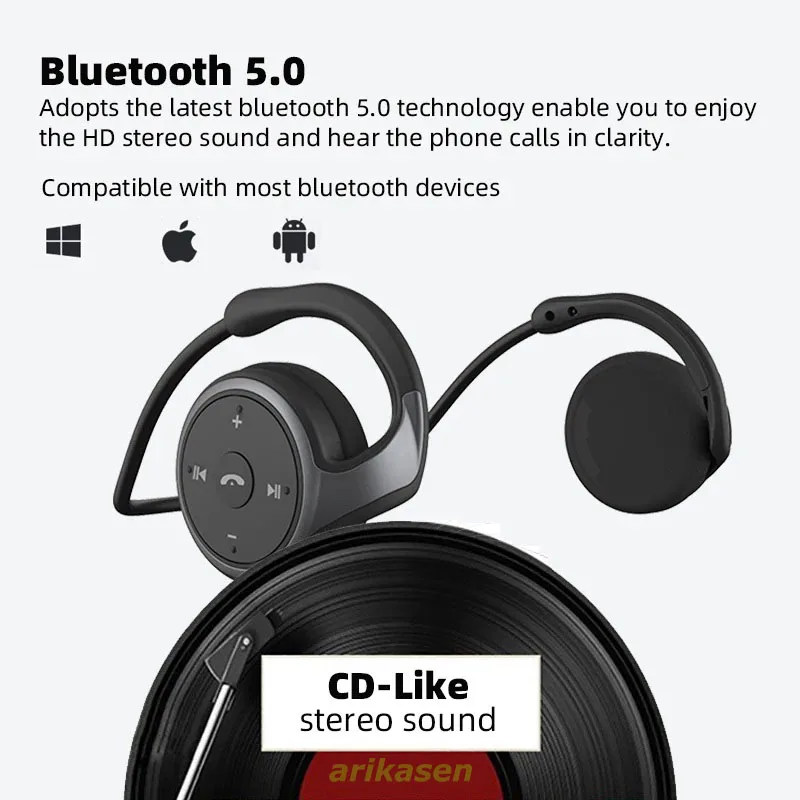 Bluetooth 5.0を搭載したワイヤレスヘッドセット,マイクとケースを備えた快適なオーディオデバイス,ランニングやスポーツ用の12時間の自律性