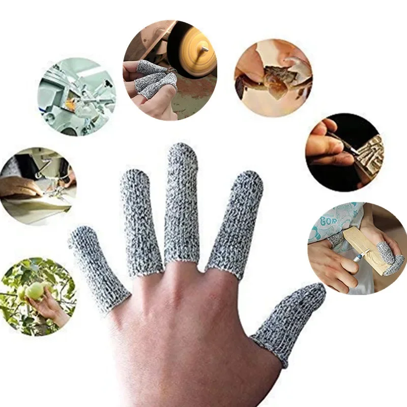 New 5pcs Anti-cut finger cots level 5 safety cut resistant safety gloves for Kitchen,Work,Sculpture Picker Fingertips Protector