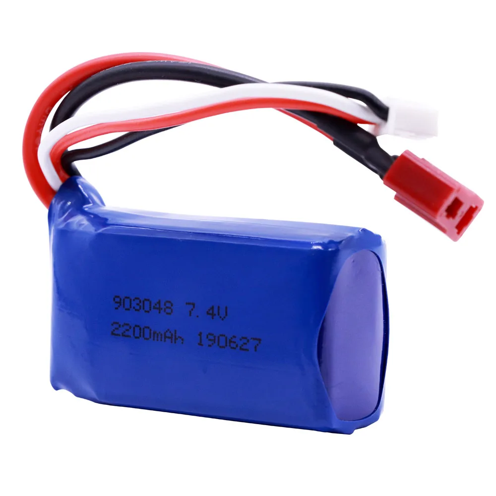 7.4V 2200mAh 903048   Akumulator Lipo z zestawem ładowarek do WLtoys A959-B A969-B A979-B K929B RC samochód ciężarowy łódź helikopter części zamienne