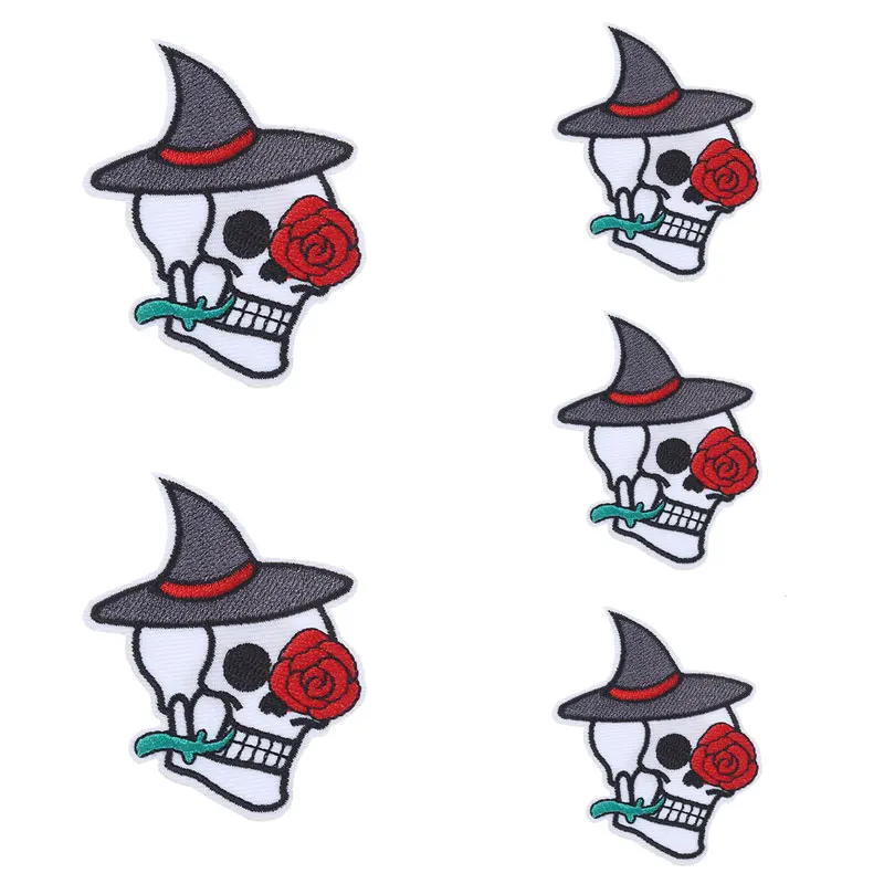 Parche bordado bruja rayas termoadhesivo calavera para planchar - imagen 5