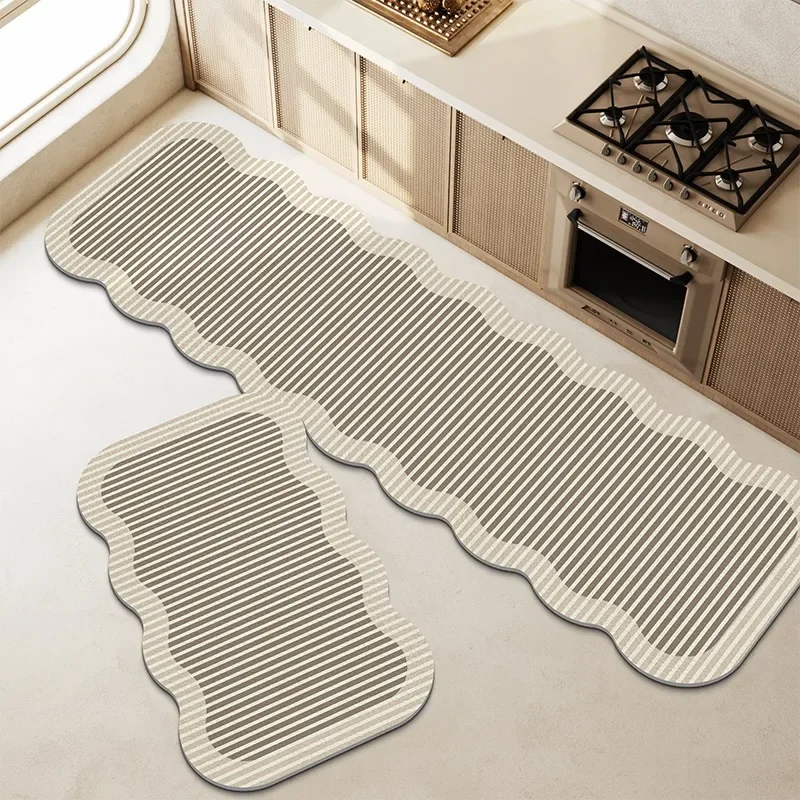 Non-slip Kitchen Floor Mat Wave Shaped Long Strip Runner Rug Kitchen Carpet Waterproof Oil-proof Washable Mats Коврик Для Кухни