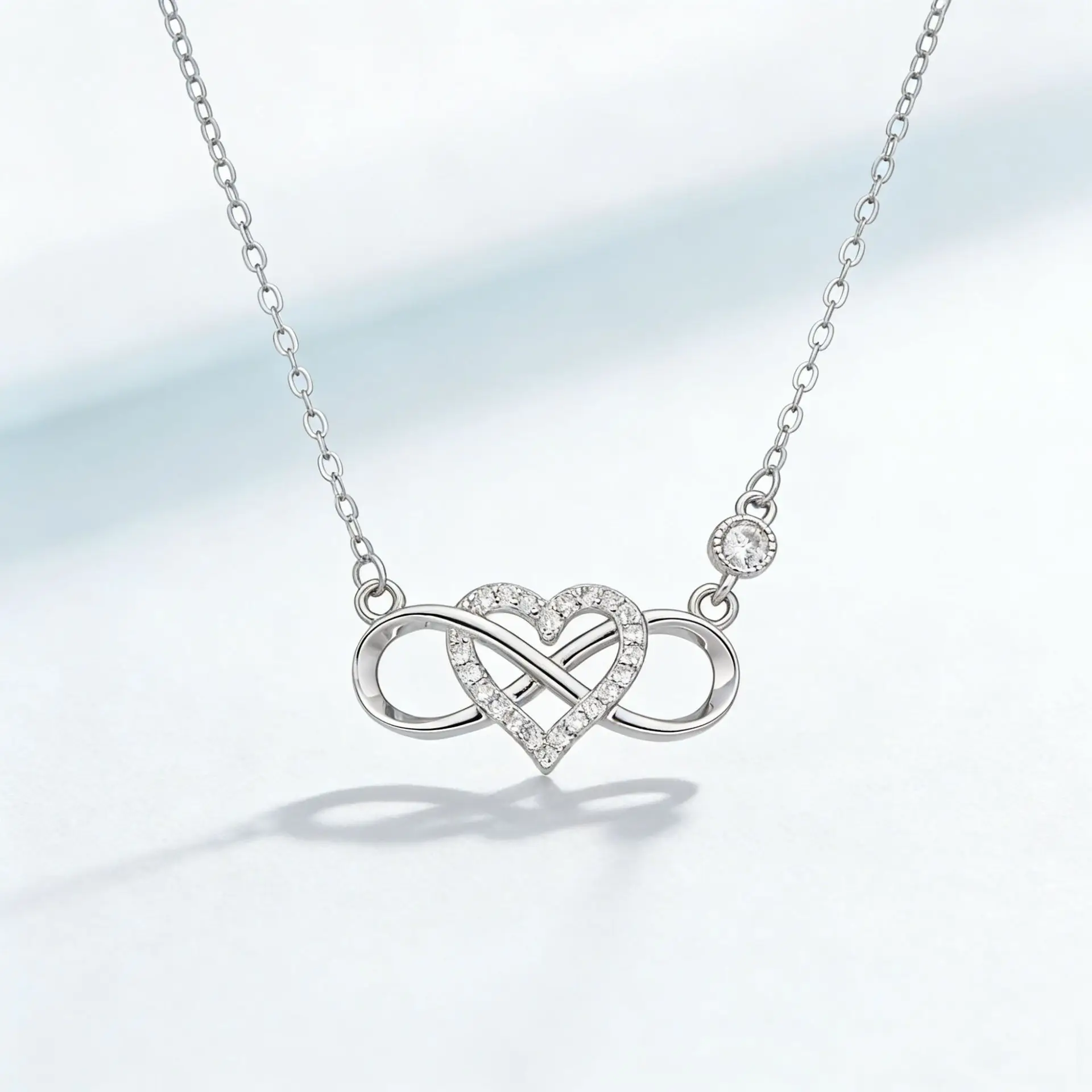 

Сверкающий муассанит, бесконечная подвеска в форме сердца любви, ожерелье из настоящего стерлингового серебра s925 для женщин, ювелирные изделия, подарки cadena