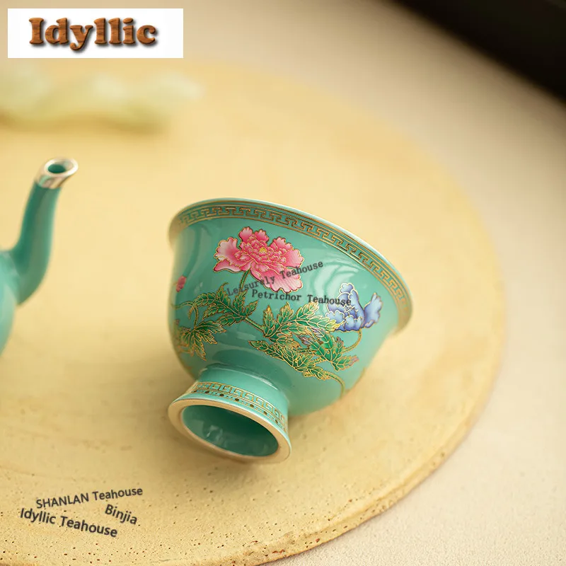 

100 мл позолоченная серебряная эмаль, чашка для чая с высокой ножкой, бутик, чайная чаша, пара чая, чашка для медитации, чашки Chazhan Master, чайная церемония