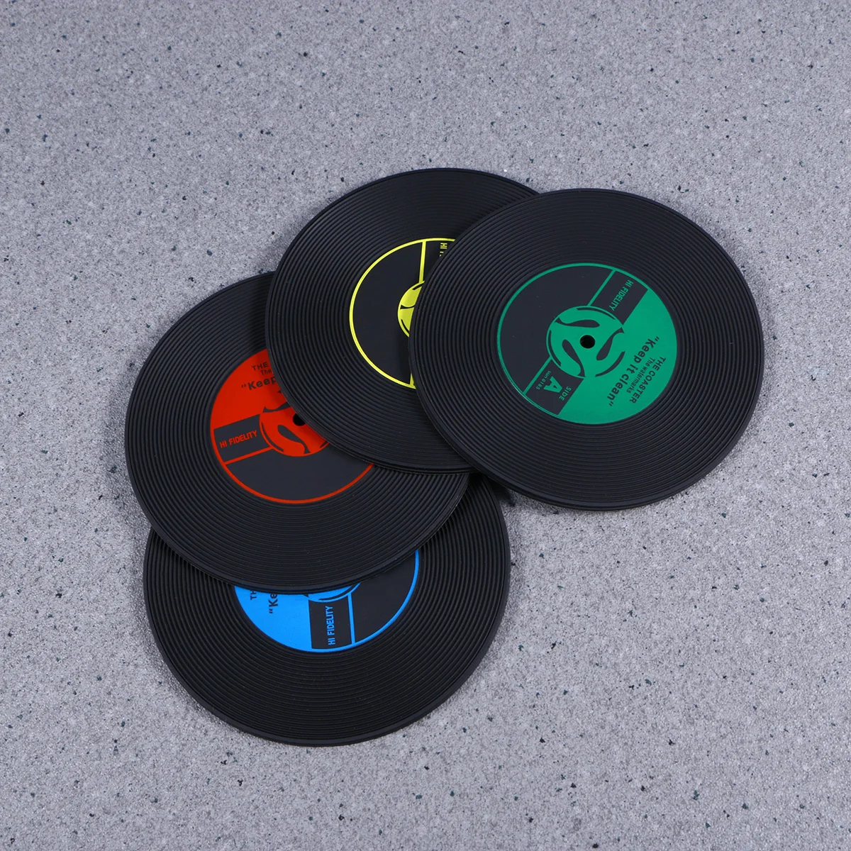 

4Pcs Vinyl Record Coaster Cup Mats Colorful Retro 45 Disc Coasters Moisture Proof Surface Protection Record Cup Mat