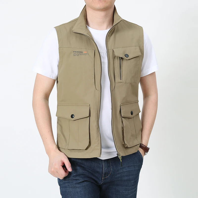 Men's tank top tactical equipment jacket summer photographer tank top tool multi pocket mesh work sleeveless jacket for men Y2K