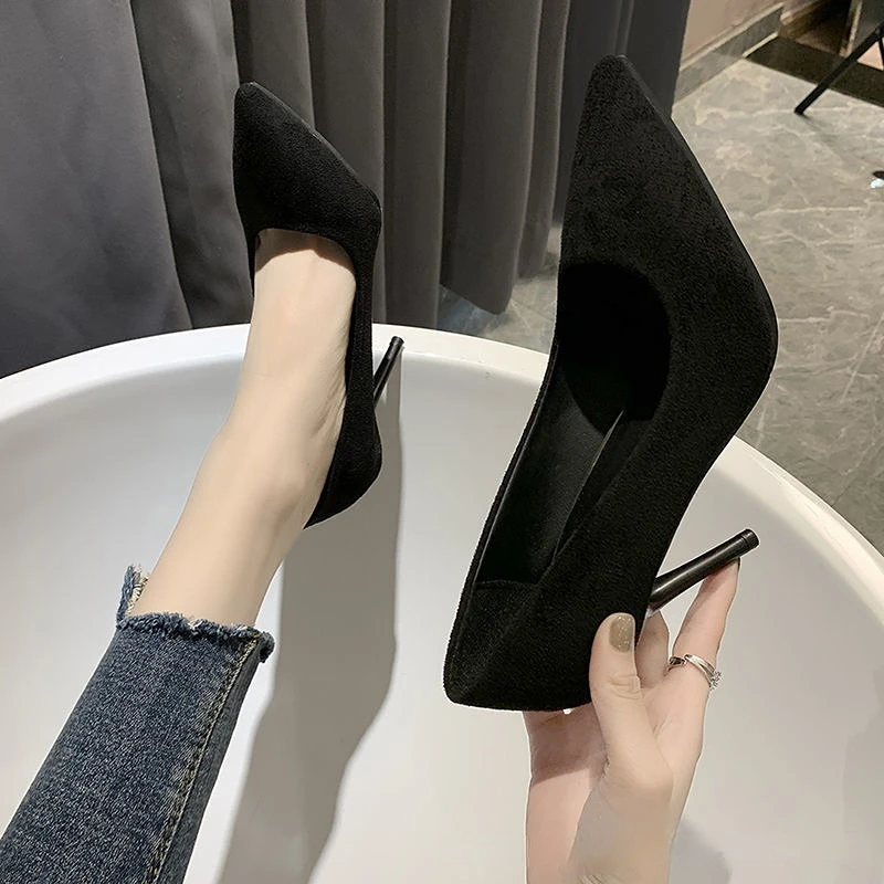 Woman Pumps New High Heels Stiletto Pump Single Shoes Female Office Shoes Ladies Black Pointed Toe Sexy Party Wedding Shoes