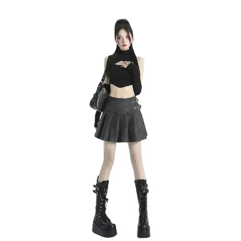 CASUMANL Brand 2024 New A-line Skirt Females Korean Fashion High Waist Make Old Vintage Mini Skirt Women Sexys Popular Clothing