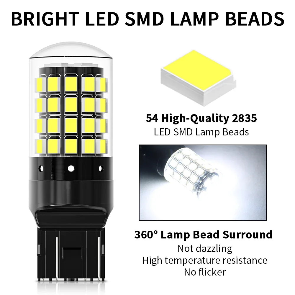 2x 1156 BA15S P21W BAU15S PY21W 1157 P21/5W BAY15D 7443 7440 LED Bulbs 2835 54smd CanBus Lamp for Turn Signal Reverse Tail Light