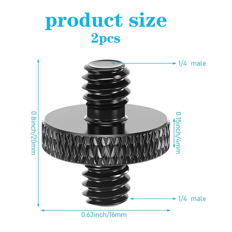 Für Kamera Stativ Mikrofon 1/4 "Stecker auf 1/4" Außengewinde Stativ Schraube Adapter Doppel Kopf Stud Standard Montage gewinde Konverter – Detail 3