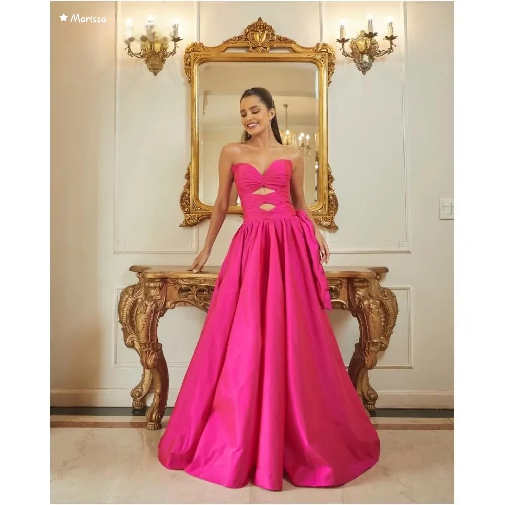 

Marissa A-line Sleeveless Evening Dresses D/party Custom Satin Elegant Prom Dresses 2025 Elegant Long Dress Sweetheart Red Woman