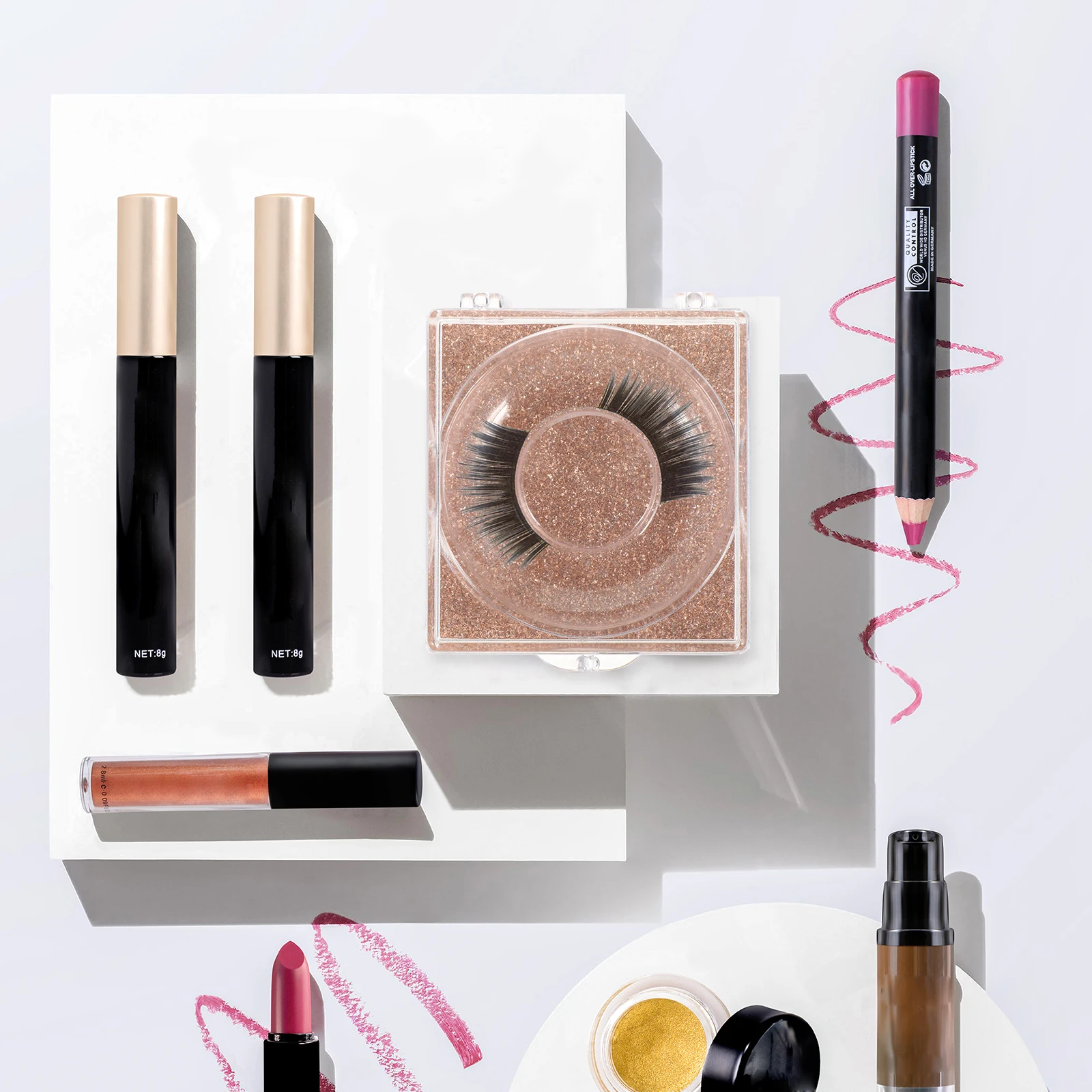 

6Pcs Shiny Glitter Eyelash Box Plastic False Eyelash Case Storage Organizer Light Weight Empty Lash Tray Holder