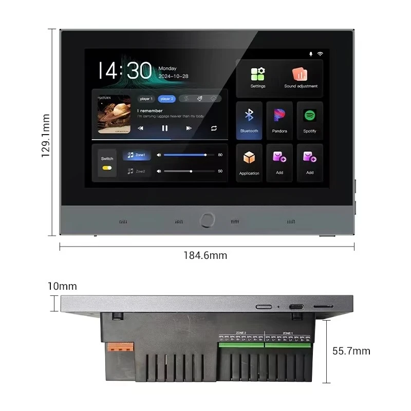 7 Inch Hifi Audio Sound System Smart Background Music Host 8 Ceiling Speakers WIFI Amplifier Music System Digital Amplifier