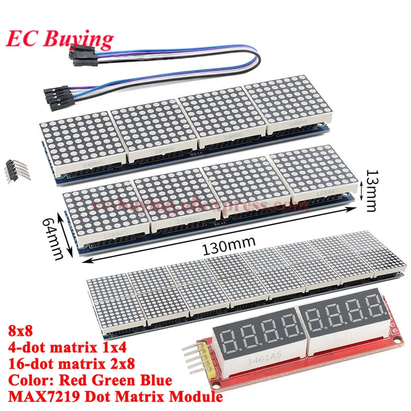 Módulo de Matriz de Puntos MAX7219 para Microcontrolador Arduino, Matriz de 16 Puntos, 4 Puntos, 1x4, 2x8, 4 en 1, Pantalla LED