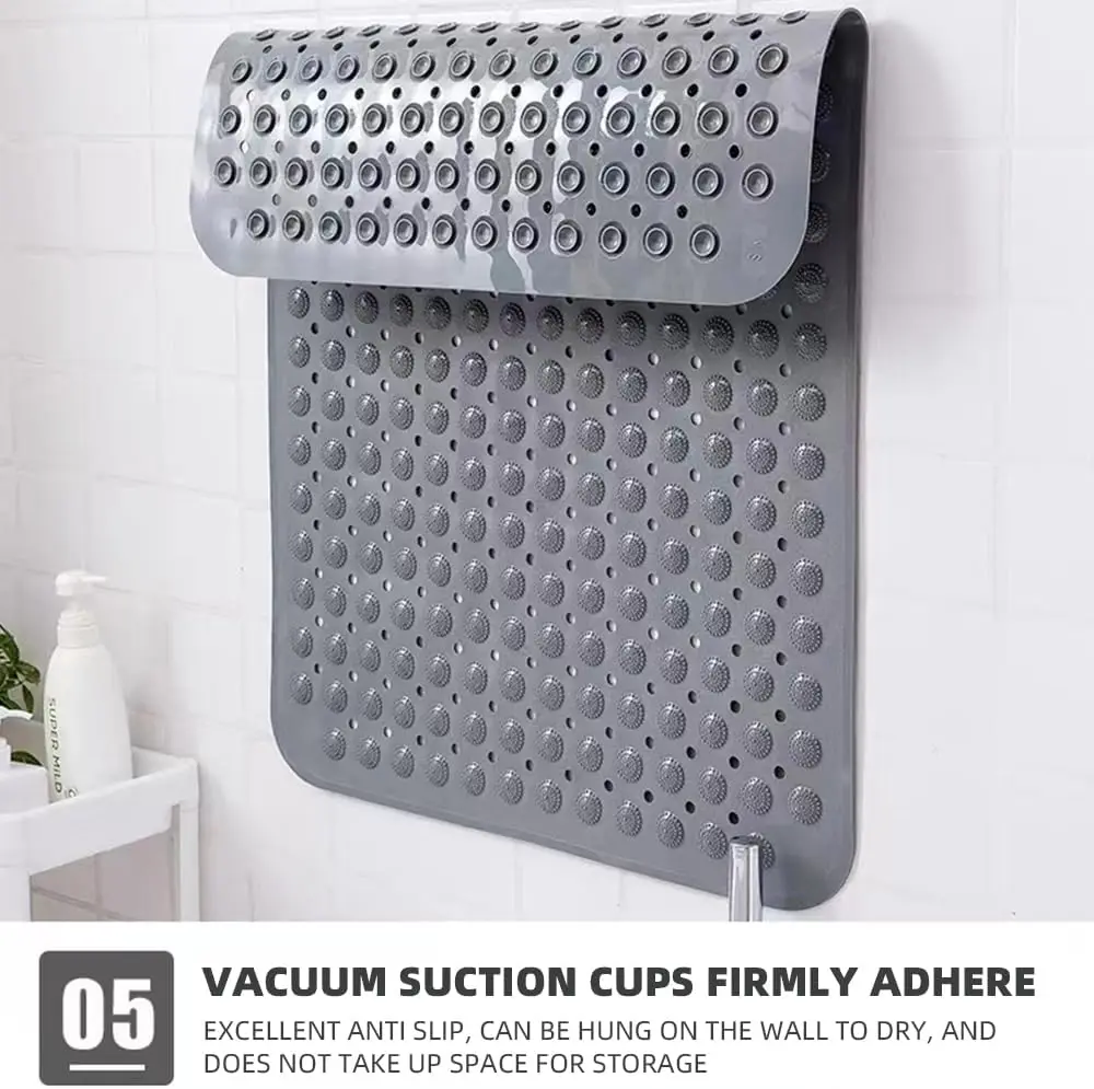 1pc Extra Large TPE Shower Mat  with Drain Holes and Suction Cups Large Size Mat More Suitable for Shower Stall