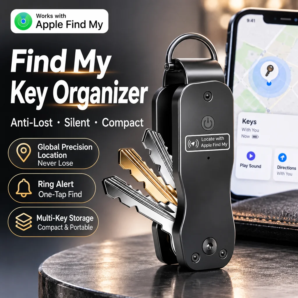 ZEEKER Key Organizer with Apple Find My, Aluminum Alloy Anti-Loss Key Holder Fits 2-6 Keys, Pocket Knife Style EDC Keychain Case