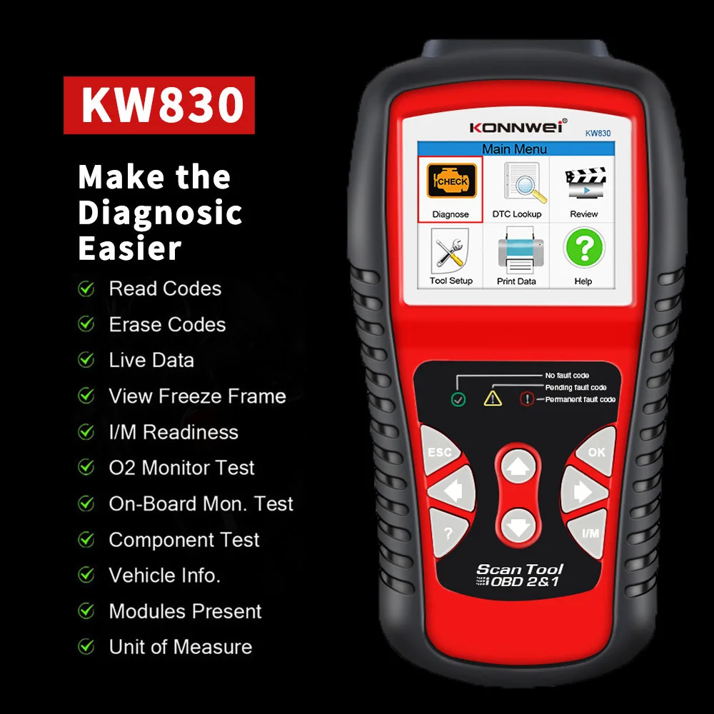 

KONNWEI KW850 OBD2 Scanner Full OBDII Automotive Professional Code Reader Functions Engine Check/O2 Sensor/Battery Tester A++