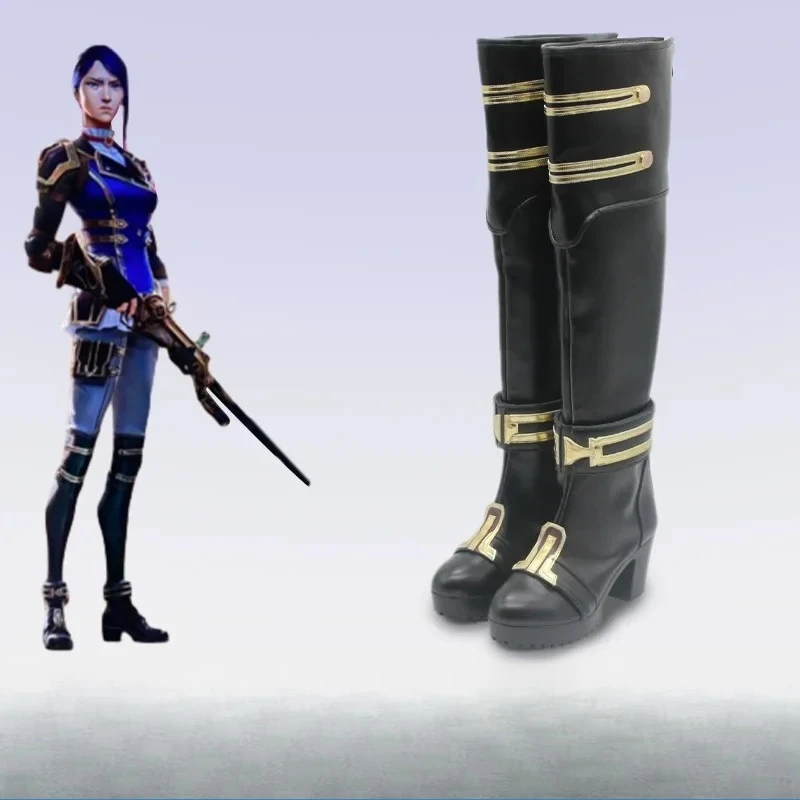 أحذية كوسبلاي كايتلين LOL أحذية غامضة شريف بيلتوفر إكسسوارات تنكرية لحفلات الهالوين مصنوعة حسب الطلب