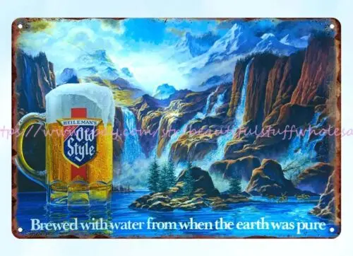 modern art metal wall decor Heileman's Old Style Beer Waterfall metal tin sign