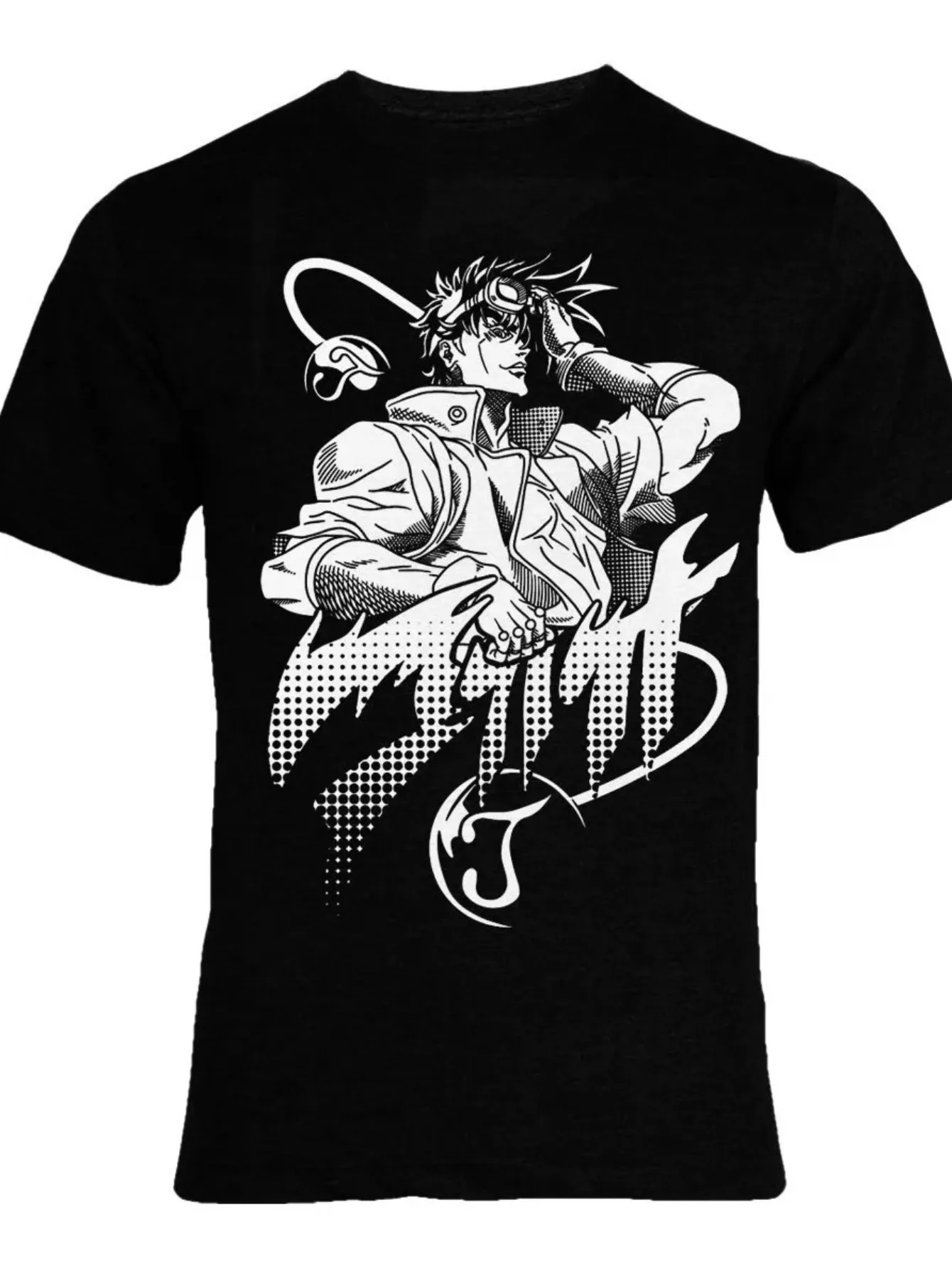 Anime Hero T-Shirt - 100% Cotton, Black/White Manga Design Men's Training/Hiking Tee