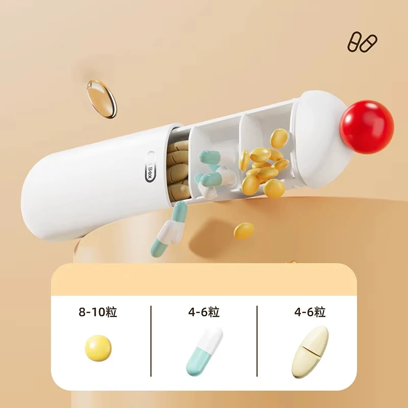 Tragbarer Reise-Pillenbehälter, tägliche Pillendose, Aufbewahrungsbehälter, wöchentlicher Spender, 3 Fächer, Nahrungsergänzungsmittel, Fischöl, Outdoor