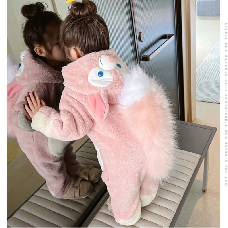 2023 New Kids Disney Linabell Pajamas Kawaii Plush One Piece Sleeping Bag Cartoon Girls Baby Jumpsuit With Tail Decor Birthday G