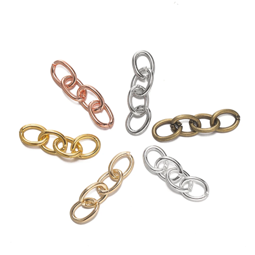 100pcs Iron Extension Chains 4-Link Keychain Tail Chains Metal Ring Buckle for DIY Bracelet Craft Jewelry Making Accessories image 3
