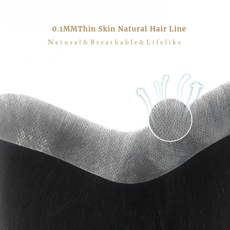 Men Hairline Toupee Natural Hairpiece For Man Pu Front Toupee Wigs Remy Hair With Thin Skin Base Hairline Toupee 100% Human Hair