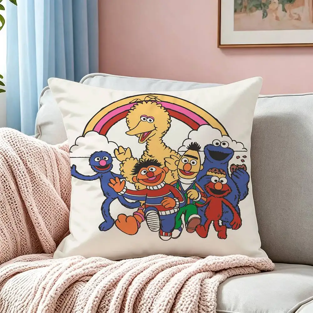 Sesame Street Cartoon  Pillow Case Square Double-Sided Sofa Cushion Cover Bedroom Bedside Pillow