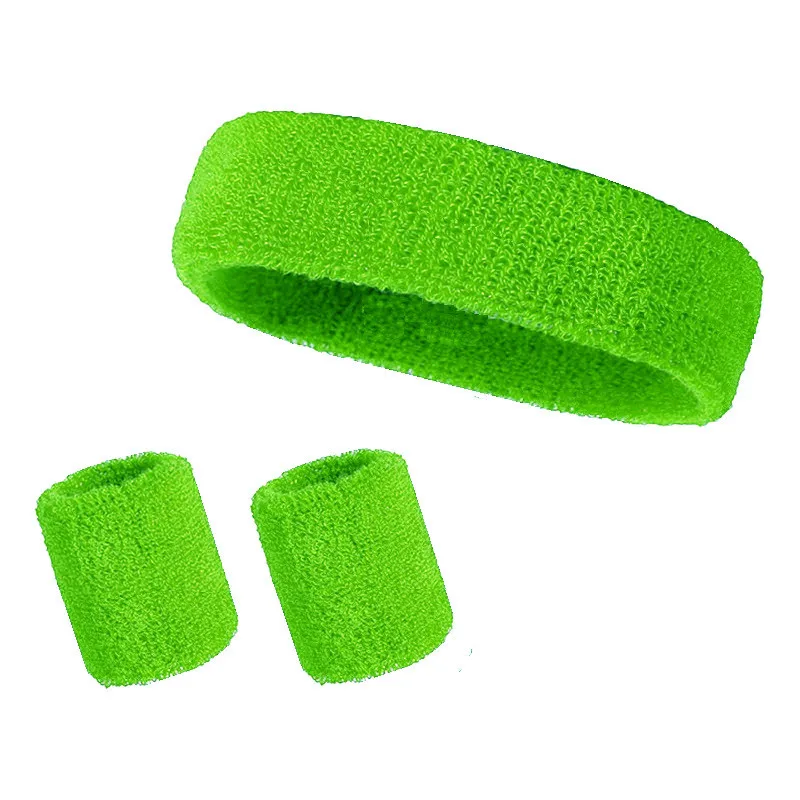 3pcs/set Sports Headband Towel Sweatband Set Guards Stretch Hair Band Wrist Guard Suit Sweat Band for Running Cycling Yoga