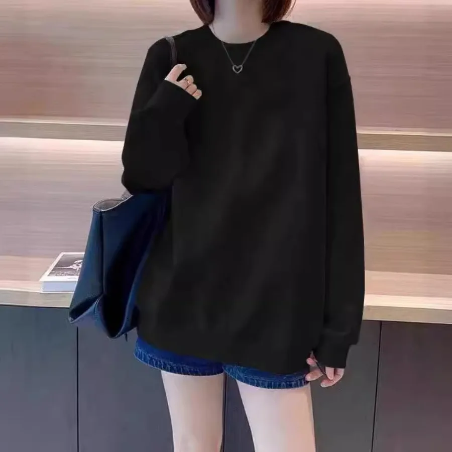 2025 الخريف المرأة هوديس طويلة الأكمام البلوز بلون البلوز المرأة الشتاء عادية البوليستر الهيب هوب الرياضة Y2k القمم