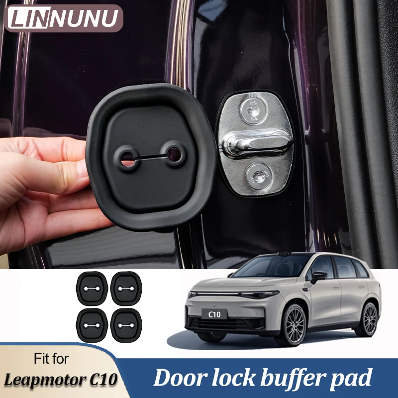 LINNUNU fit for Leapmotor C10 Car Door Lock Buckle Protective Screw Cap Decorative Silicone Door lock cover Auto Accessories