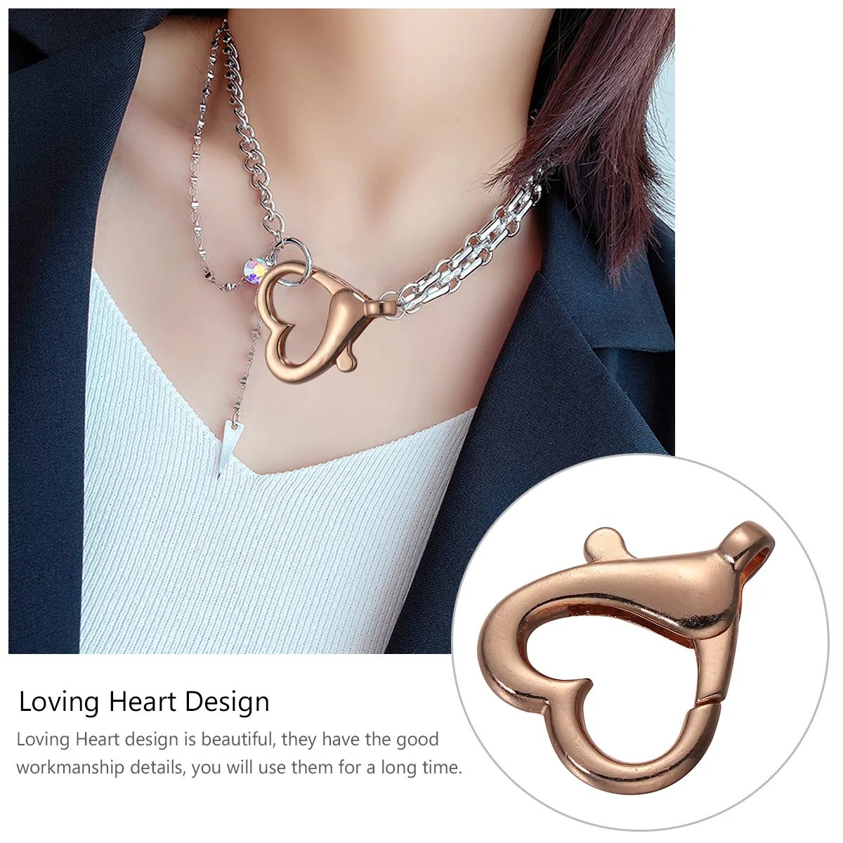 

40pcs Zinc Alloy Heart Shaped Lobster Clasps Durable Jewelry Accessories for Pendant Bag Suitcase Keychain Parts Various Colors