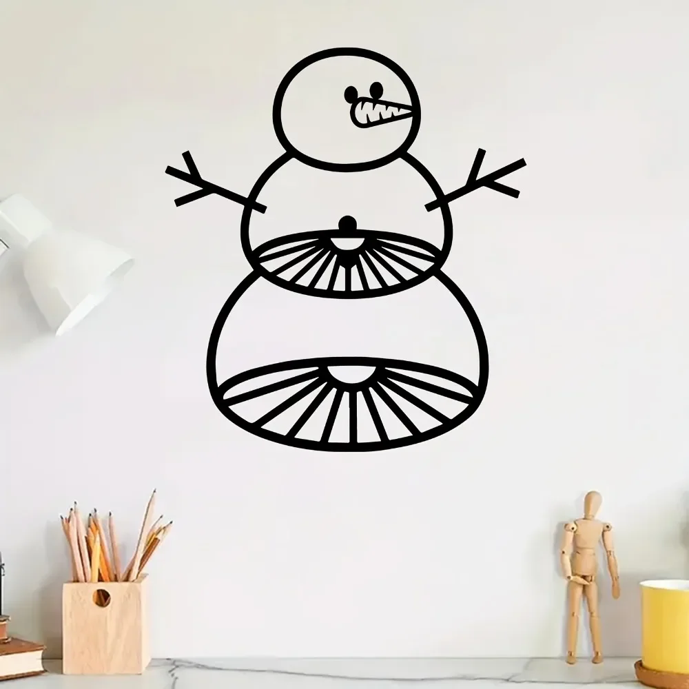 CIFBUY Minimalist Snowman Metal Wall Hanging Winter Christmas Metal Wall Art Cute Line Wall Sign Indoor Xmas Home Ornament