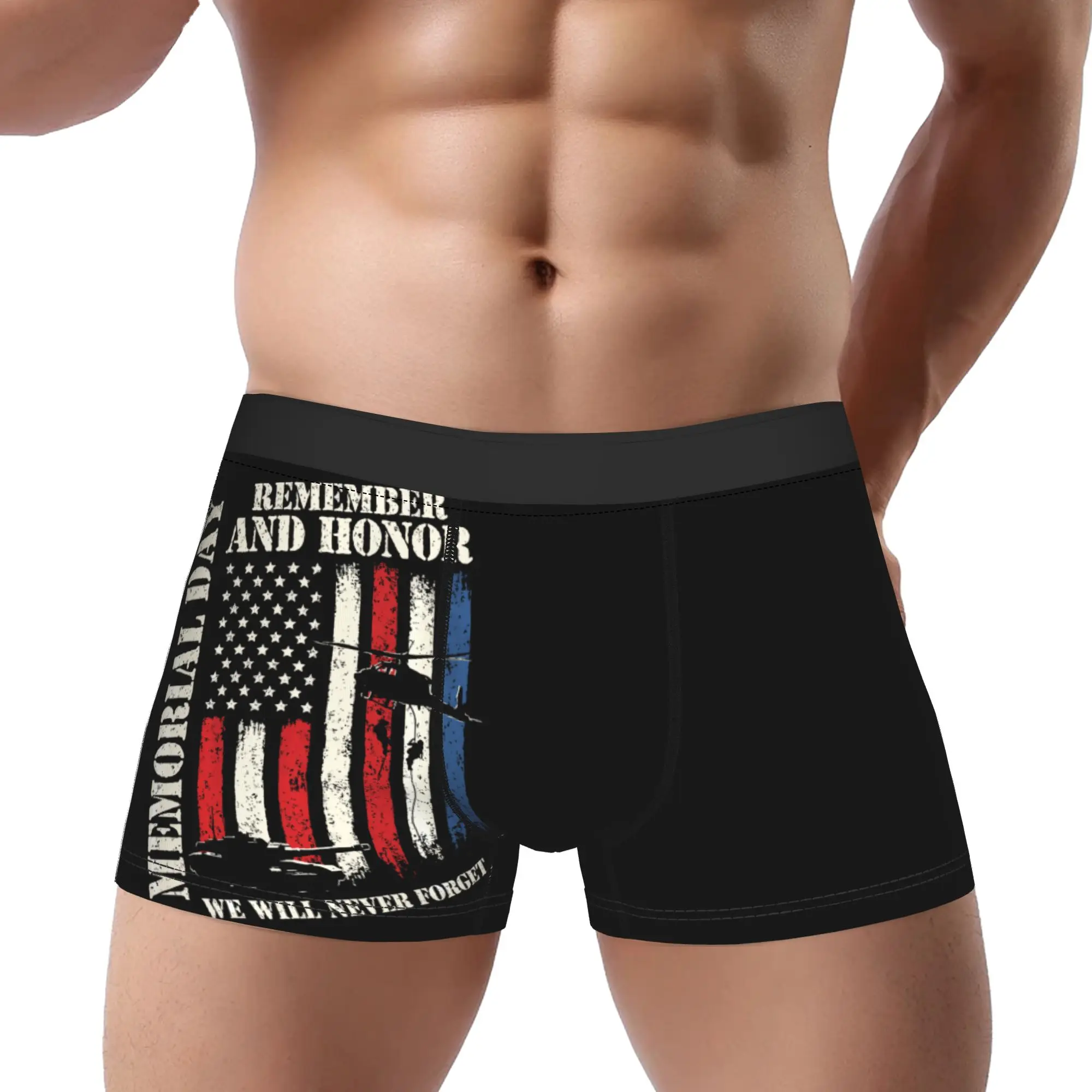 Never Forget Fallen Patriotic Flag Design  Memorial Day Underpants Homme Panties Male Underwear Ventilate Shorts Boxer Briefs