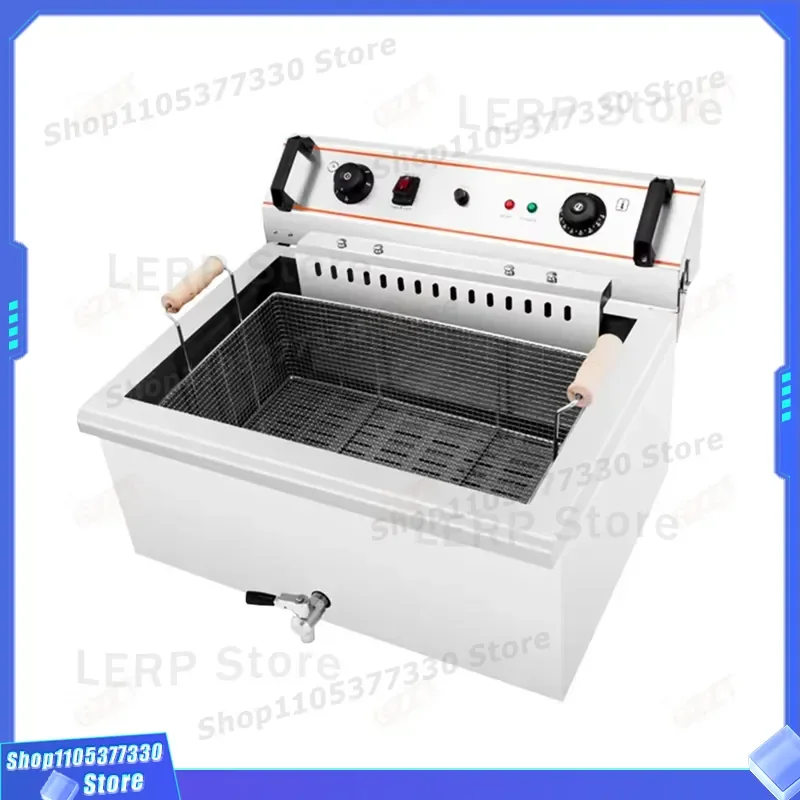 Commercial Electric Deep Fryer 30L Countertop Chicken Frying Machine with Timer and 240C Temp Control for Restaurant Kitchen