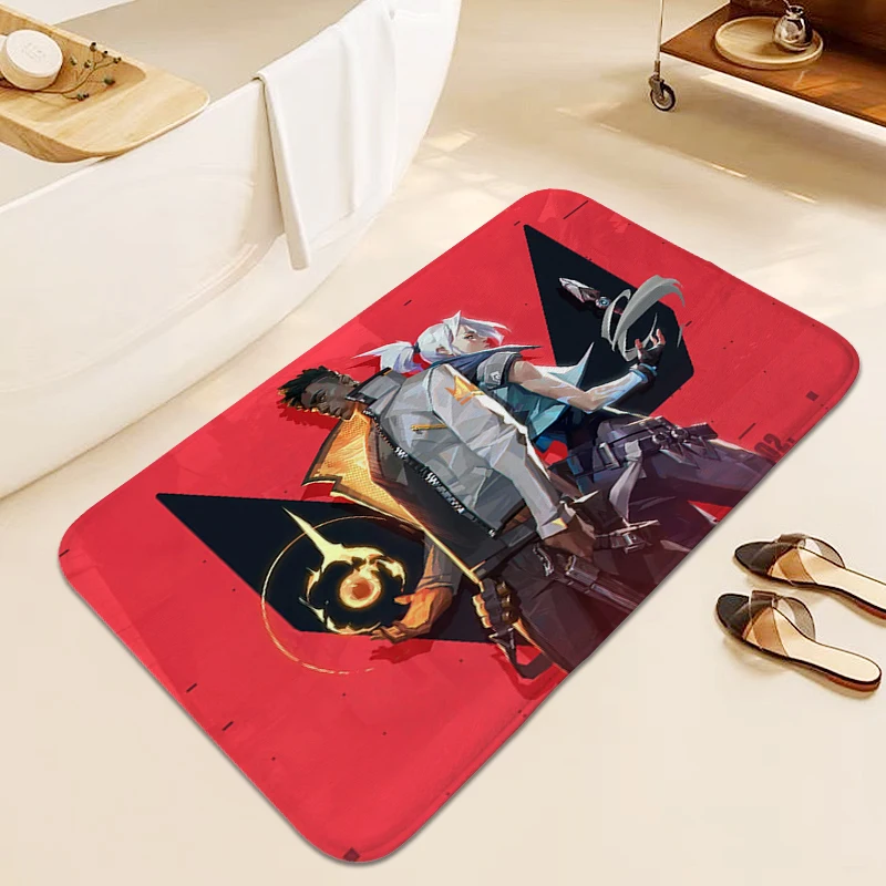 Bathroom Rug Valorants Funny Doormat Entrance Door Carpet for Bedroom Washable Non-slip Kitchen Entryway Game Room Foot Mat