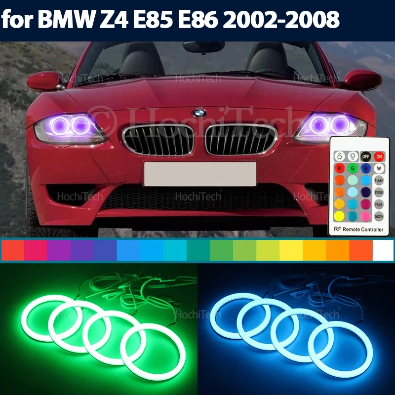 High Quality 16-Color RGB Cotton LED Angel Eyes Ring Remote Control for BMW Z4 E85 E86 2002-2008 Car Daytime Running Light