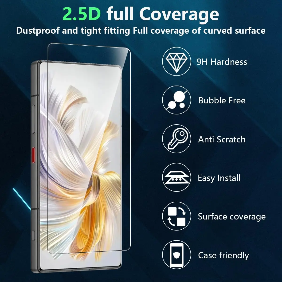 Displayschutzfolie für ZTE Nubia Z70 Z70S Ultra, 6,85 Zoll, aus gehärtetem Glas, NICHT vollständig abdeckend, HD-Kristall, 9H, kratzfest, kompatibel mit Handyhüllen. – Detail 2