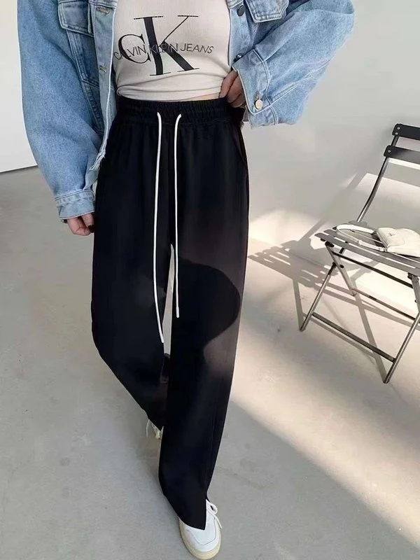 

Женские брюки Cloud Split Floor Pants, весна-лето, новинка, с низкой талией, из хлопка и ПВХ, повседневные, Cleanfit, для женщин среднего возраста