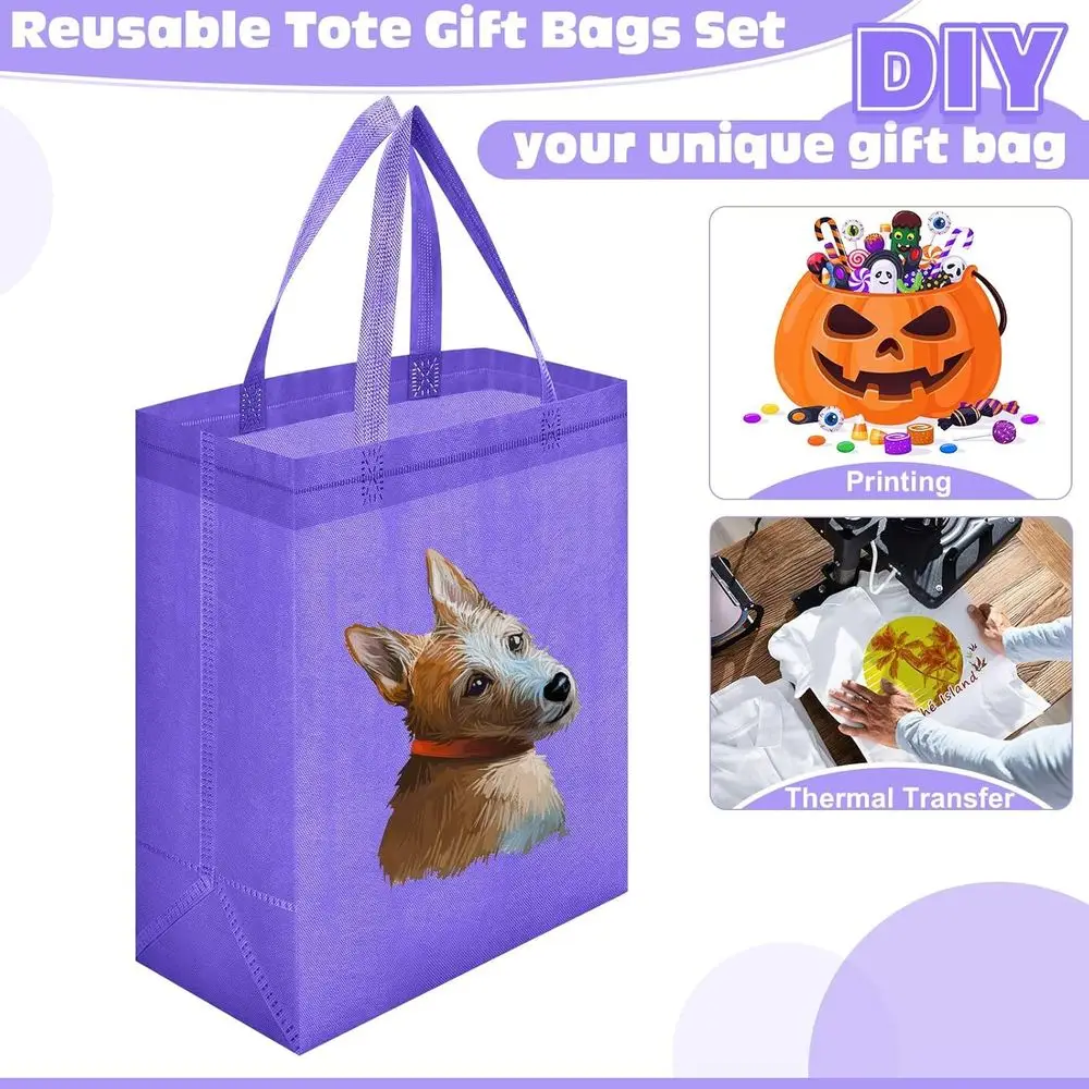 أكياس حمل أرجوانية قابلة لإعادة الاستخدام مكونة من 200 قطعة، مقاس 8 × 4 × 10 بوصة، أكياس تسوق غير منسوجة بمقابض، مثالية لتسوق البقالة في عيد الميلاد