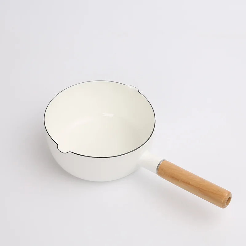 New Fashion Japanese Enamel Milk Pot Snow Pan Enamel Pot Single Handle Pot Slice Hand Pot Instant Noodle Pot Cauldron